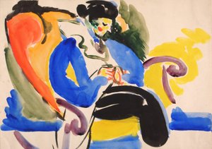Kalligrafinen #2 nainen tuolilla, 1914-1918.
