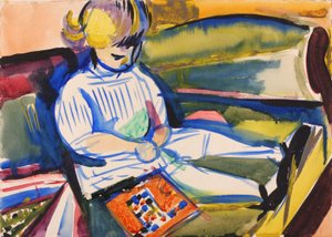 Lapsi sohvalla, n. 1914-1918. tekijältä Henry Lyman Saÿen