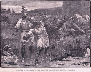 St Clairin sankaruus Bridgnorthin linnan piirityksessä 1154 jKr tekijältä Henry Marriott Paget