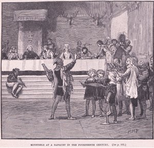 Soittokunta juhlaillallisella 1300-luvulla. tekijältä Henry Marriott Paget