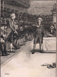 Kohtaus parlamentin alahuoneessa: Burken ja Foxin välinen välirikko AD 1791. tekijältä Henry Marriott Paget