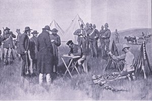 Puolueettomuuden valan vannominen, kuvitus elokuvasta After Pretoria: The Guerilla War, 1902 tekijältä Henry Marriott Paget