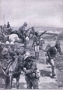 Omdurmanin taistelu: MacDonalds-prikaati torjumassa dervishien hyökkäystä, kuva Cassells History of Englandista, 1900-luku tekijältä Henry Marriott Paget