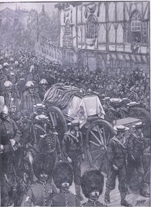 Queensin hautajaiset, viimeinen vaihe, kuvitus Cassellsin Englannin historiasta, 1900-luku