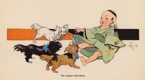 Kuvitus japanilaisen nuken seikkailuihin (värilitografia)