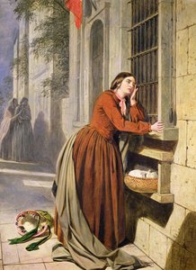 Äiti sijoittamassa lapsensa Foundlingin sairaalaan Pariisissa, n. 1855-1860 (öljy puulle)