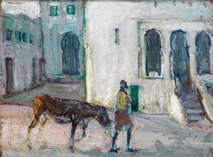 Street Scene, Tanger Man Leading Calf, ca. 1910. tekijältä Henry Ossawa Tanner