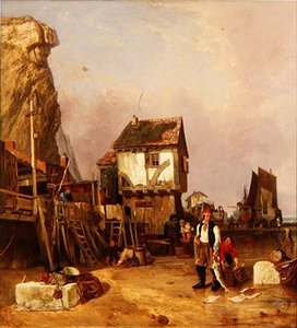 Kalastajat saaliineen laiturilla tekijältä Henry Perlee Parker