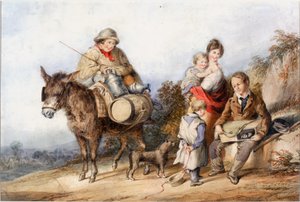 Maitopoika perheryhmän kanssa, noin 1840 (akvarelli ja guassi)