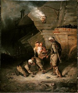 Pitmen leikkii Quoitsissa (öljy kankaalle) tekijältä Henry Perlee Parker