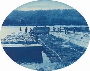 Rock and Brush Dam -padon rakentaminen, Low]. vesi]. 1891