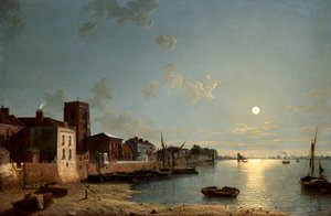 "Cheyne Walk in Chelsea, Moonlight", 1850