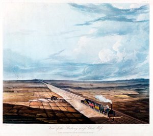Juna ylittää Chat Mossin Lancashiressa, 1831