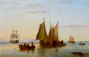Kalastusveneet ja muut alukset Scheldtillä lähellä Rotterdamia, 1852