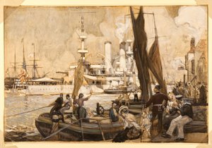 Yhdysvaltain taistelulaiva "Kearsarge" Portsmouthin satamassa