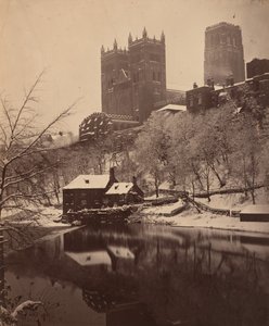Durhamin katedraali talvella,n. 1857 (kuva) tekijältä Henry Reverend Holden
