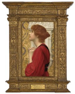 The Guarded Flame (kynä, akvarelli ja arabikumilla korotettu vartaloväri paneelille levitetylle paperille) tekijältä Henry Ryland