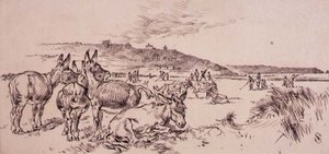 Aasit golfkentällä, kuvitus Graphic-lehdestä, pubi. noin 1870 (litho) tekijältä Henry Sandercock
