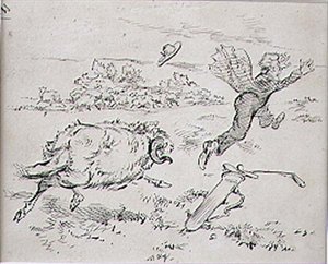 The Disturbed Golfer, kuvitus Graphic-lehdestä, pubi. noin 1870 (litho) tekijältä Henry Sandercock
