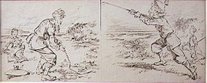 The Golfer Disturbed by a Windy Blast, kuvitus Graphic-lehdestä, pubi. noin 1870 (litho)