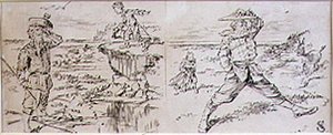 The Impatient Golfer, kuvitus Graphic-lehdestä, pubi. noin 1870 (litho)