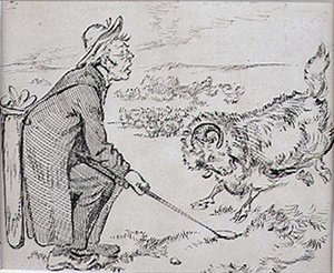 Yllättynyt golfaaja, kuvitus 