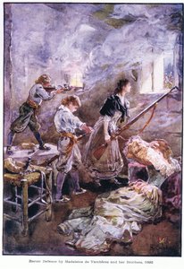 Madeleine de Vercheresin ja hänen veljiensä sankarillinen puolustus 1692, n. 1920