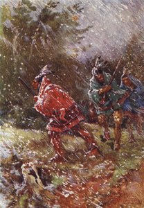 Sotapolulla talvella (väri litho) tekijältä Henry Sandham