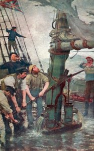 Kaikki kädet pumppuihin (väri litho) tekijältä Henry Scott Tuke