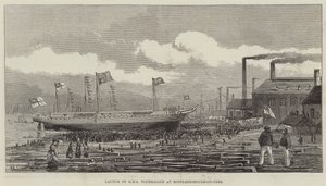 HMS Tourmaline lanseerataan Middlesborough-on-Teesissä tekijältä Henry Spernon Tozer