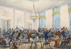 Helvetinmoinen rähinä, Mytton näyttää taistelun (litografia)... tekijältä Henry Thomas (after) Alken