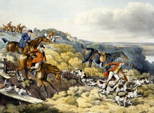 The Death, teoksesta "Foxhunting", kaiverrus Thomas Sutherland (1785-1838) (väri litho) tekijältä Henry Thomas (after) Alken