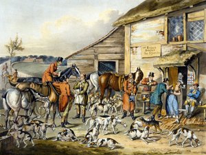 The Refreshment, teoksesta "Foxhunting", kaiverrus Thomas Sutherland (1785-1838) (väri litho)
