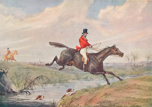 Fox Hunting: Leaping the Brook, 1906 tekijältä Henry Thomas Alken