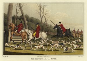 Ketunmetsästys menossa suojaan (chromolitho) tekijältä Henry Thomas Alken