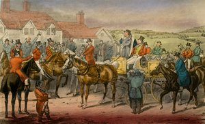 Mr. Jorrocks ilmoittaa kyvyttömyytensä tilata Surrey Stag-hounds, 1838 tekijältä Henry Thomas Alken