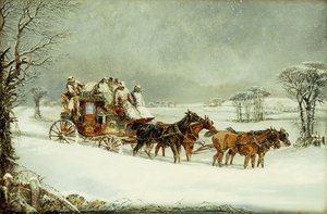 Yorkista Lontooseen Royal Mail Open Roadilla talvella, tekijältä Henry Thomas Alken