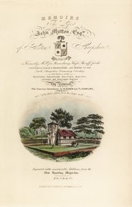 Nimisivu kalligrafisella otsikolla ja vinjetillä Englanti Tudor tekijältä Henry Thomas Alken