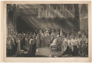 Englannin kuningatar Victorian kruunaus. George Hayterille, Gravesin ja Warmsbyn osoite. Liitteenä puupiirros ja selitys