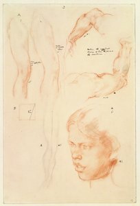 Kommentoitu esittely: (lyijykynä ja liitu paperille). tekijältä Henry Tonks