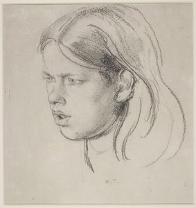 Tytön pää (liitu paperille) tekijältä Henry Tonks