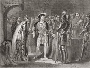 Lord Thomas Fitzgerald luopui uskollisuudestaan Henry VIII:lle vuonna 1534 Thomas Wrightin "Irlannin historiasta", julkaistu noin 1854