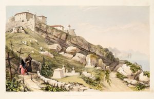 Brittiläisten upseerien hautapaikka San Sebastianin linnakukkulalla, kuvasta Luonnos maisemista Espanjan Baskimaan maakunnissa, valikoima kansallista musiikkia ?, pubi. 1838 (käsinvärinen kaiverrus