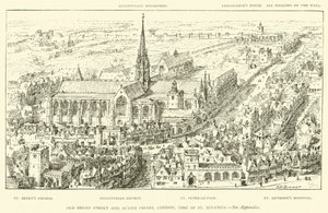 Old Broad Street ja Austin Friars, Lontoo, St Ignatiuksen aika (kaiverrus) tekijältä Henry William Brewer