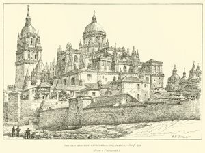 Vanha ja uusi katedraali, Salamanca (kaiverrus) tekijältä Henry William Brewer