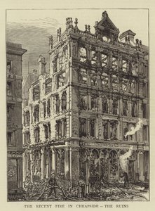 Äskettäinen tulipalo Cheapsidessa, raunioissa tekijältä Henry William Brewer