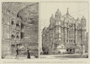 Englannin kuninkaallinen oopperatalo Cambridge Circuksessa, joka avataan lauantaina 31. tammikuuta. tekijältä Henry William Brewer