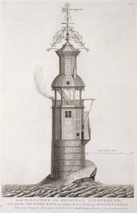 Eddystonen majakka, kaiverrettu Henry Roberts (fl.1761), 1761