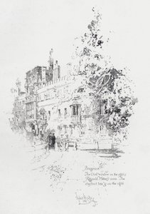 Brasenose College, Oxford, näyttää englantilaisen papin ja kirjailijan Reginald Heberin huoneen (litho) tekijältä Herbert (after) Railton