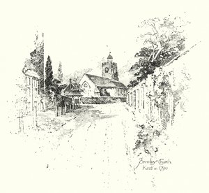 Bromley Chruch, Kent, vuonna 1790 (litho) tekijältä Herbert (after) Railton